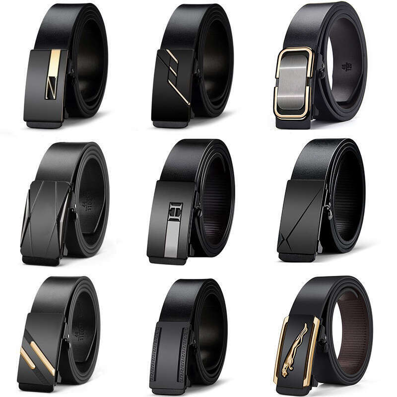 Ceinture d'affaires polyvalente pour hommes, en cuir véritable, sans dent, boucle automatique, fabricant, vente en gros, nouvelle collection