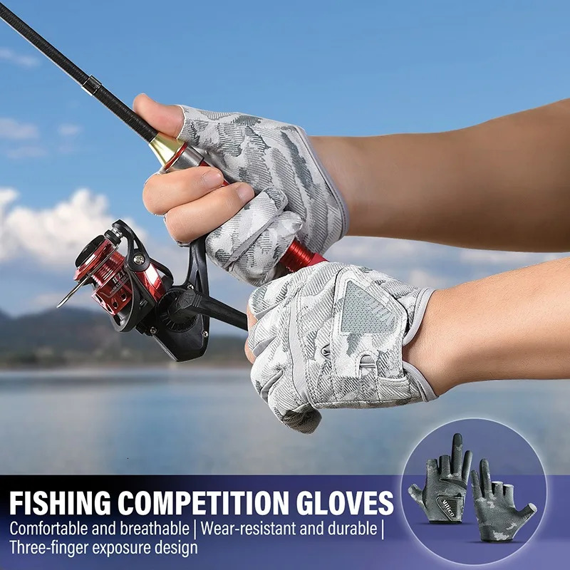 2026 New New 1 Pair For Men Summer Fishing Outerdoor Sunscreen And Anti Slip Ice Silk Breathable Thin Outdoor Three Finger Cut Gloves 251224 outdoor