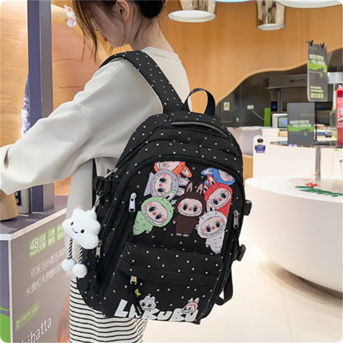 Labubu Kids Backpack Cartoon Pattern School Boys Girls Durable Shoulder Bag for Students Travel and Leisure x8