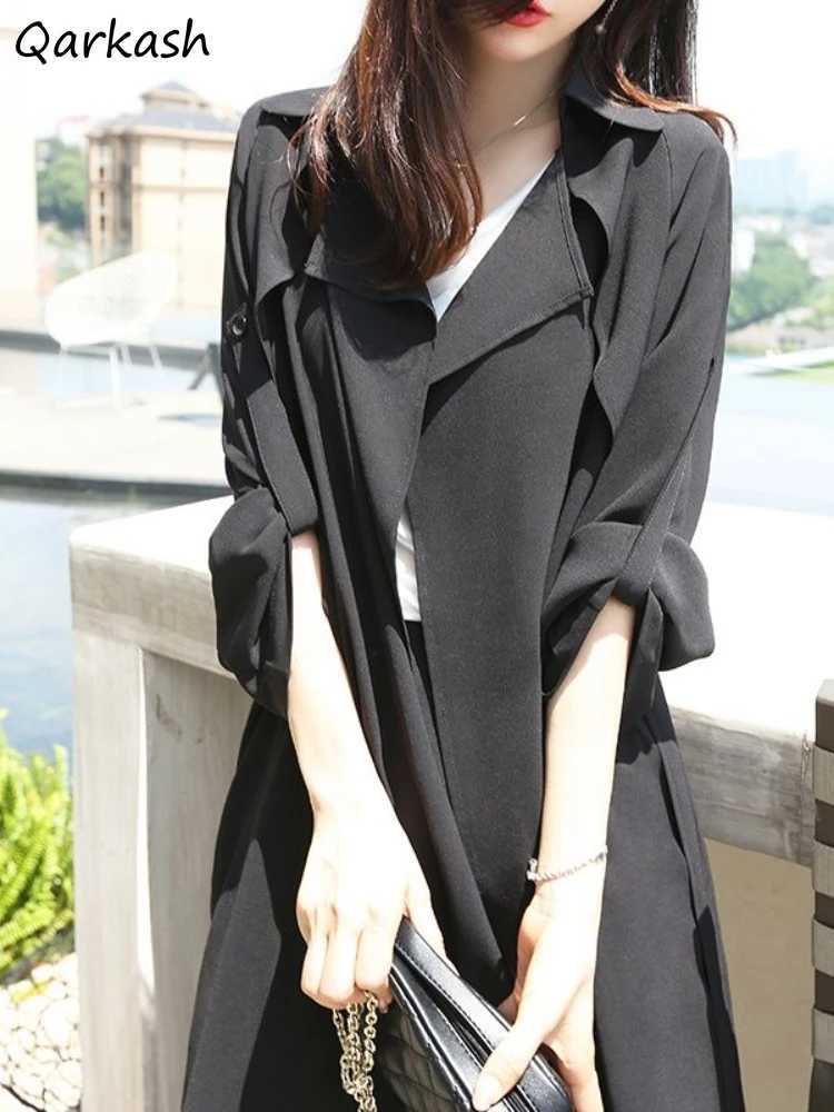 Sun Protection Trench Women Summer Thin Loose Open Stitch All-match Temperament Breathable Fashion Office Lady Casual Simple HotT251226