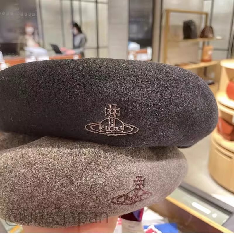 Designer Viviane Hat Weswood Japanese Vivi Empress Beret Embroidered Saturn Womens Autumn Winter Wool Versatile British Style Face Slimming