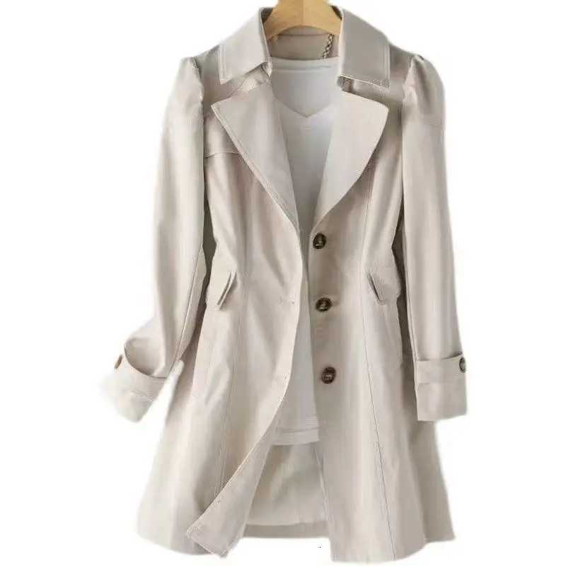 Trench Coat for Women 2025 Autumn Winter New Slim Womens Clothing Korean Double-breasted Small Mid-length JacketT251226