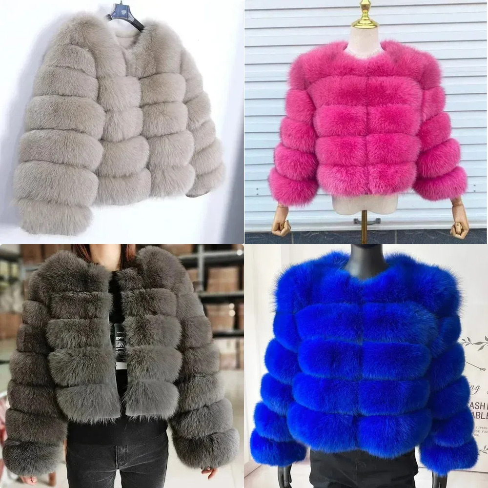 HOT QUNTINA Fur Coat Real Winter WomenS New Fashion Furry Raccoon Women Winter Fluffy Jacket Thick Warm Furry Outwear Faux Fur Coat