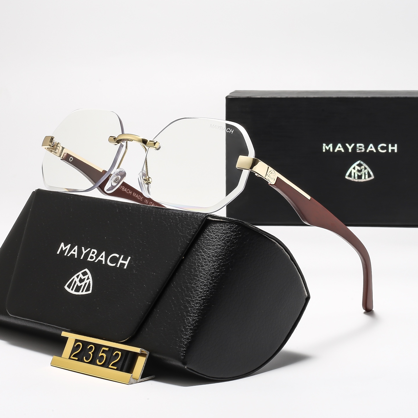 Top Maybach glasses man read glasses designer clear glasses gold frame sunglasses wine glasses With glasses case