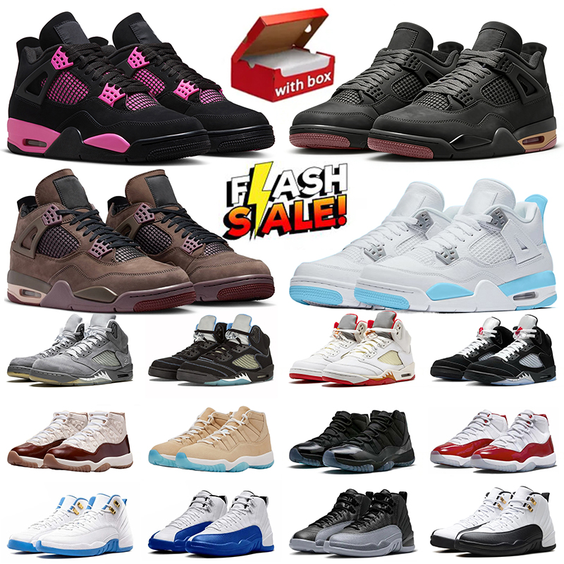 With Box 4s Basketball Shoes 4 5s 11s 12s Pink Thunder Gamma Blue Chill Cherry Black Cat Metallic Reimagined OG Designer Shoes Men Women Sneakers Tr