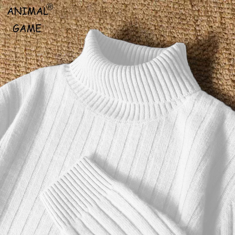 Animal Game Mens Long Turtleneck Stripes Sweater Casual Knitwear Pullover Sweaters Outdoor Warm Thick Heavyweight Cold Blouse 251226BJ