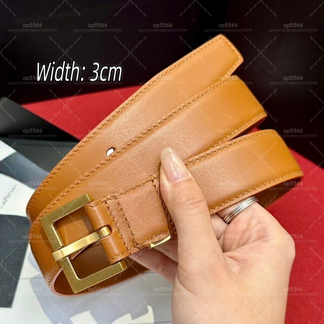 (Order by pic in opt, not by desc) Women's 3cm&2cm Wide Leather Belt - Adjustable Waist Belt with Square Metal Buckle-image-975033110