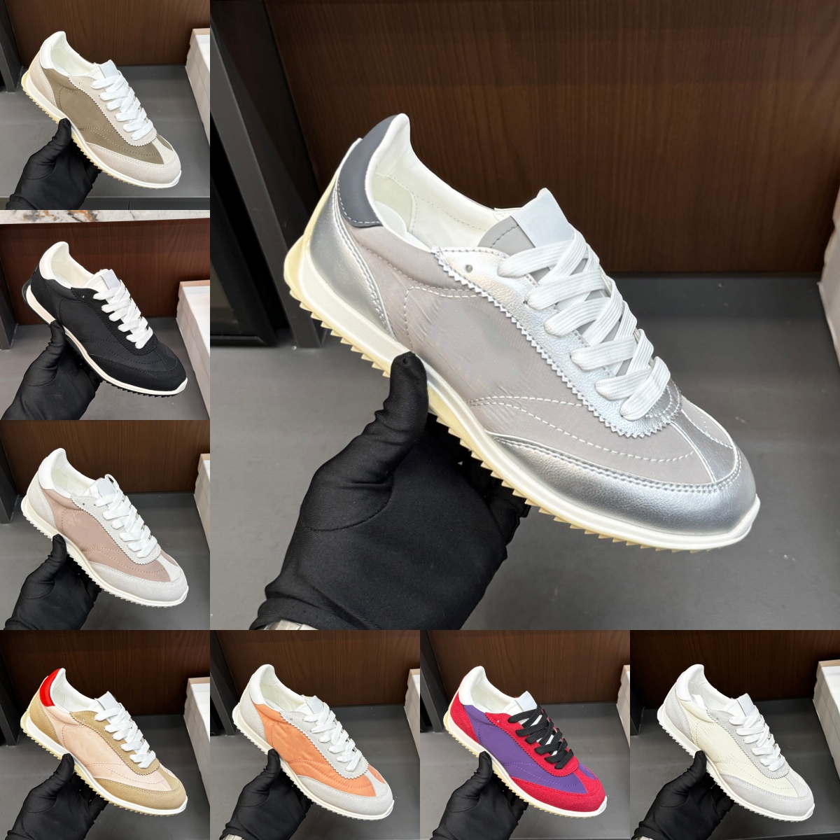 Racer Casual Chaussures Femmes Armée Allemande Entraîneur De Luxe Designer Sneaker Nylon Cuir Noir Blanc Argent Rose Beige Dame Plateforme Basket