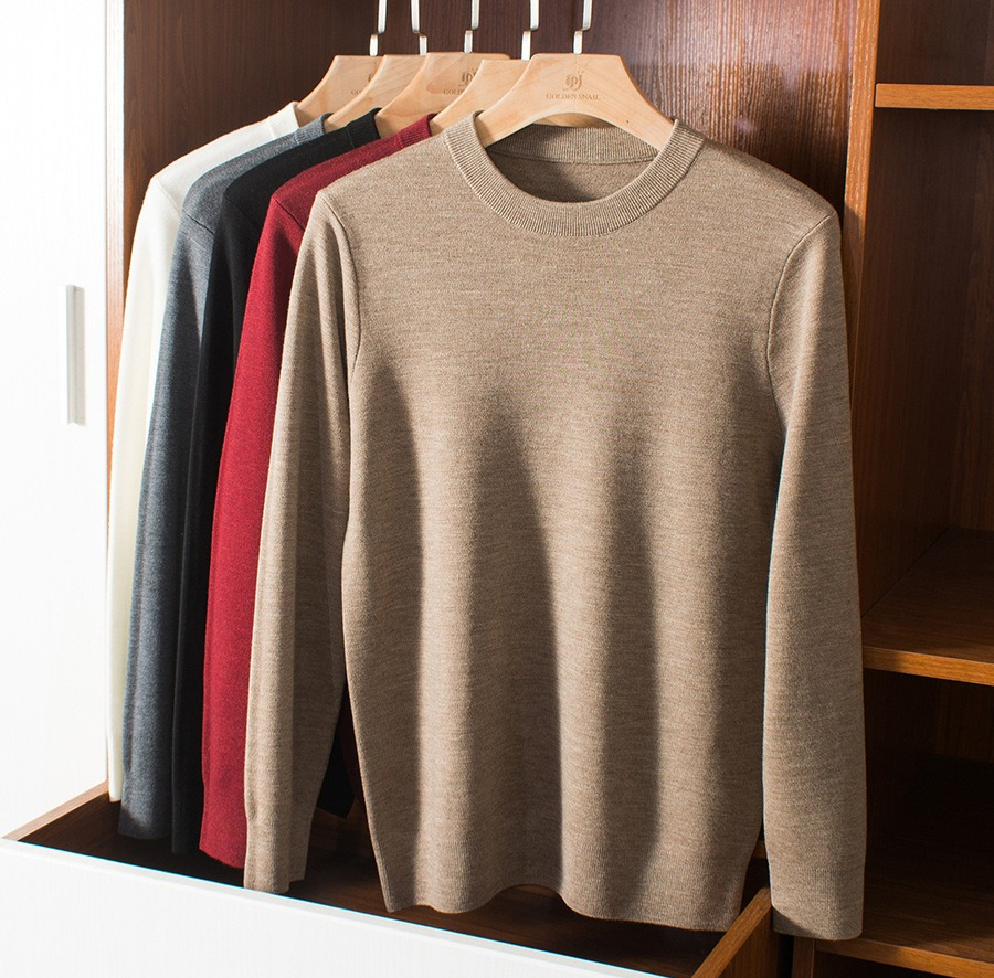 Pull en laine pour hommes a356, col rond chaud et épais à quatre broches et fond d'hiver