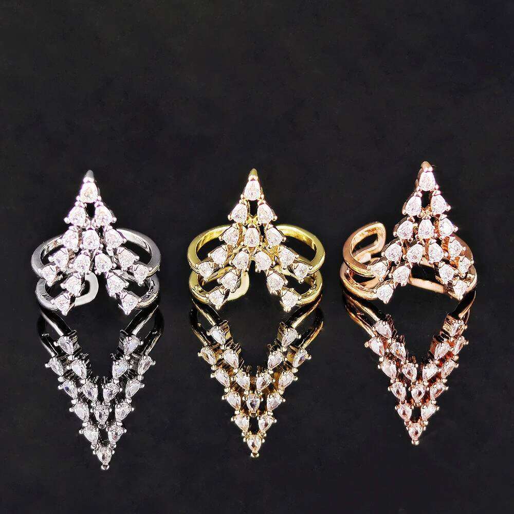 New Rose Gold Silver Color Pear Fashion Ring for Women Lady Wholesale Luxury brand Mariage R5095