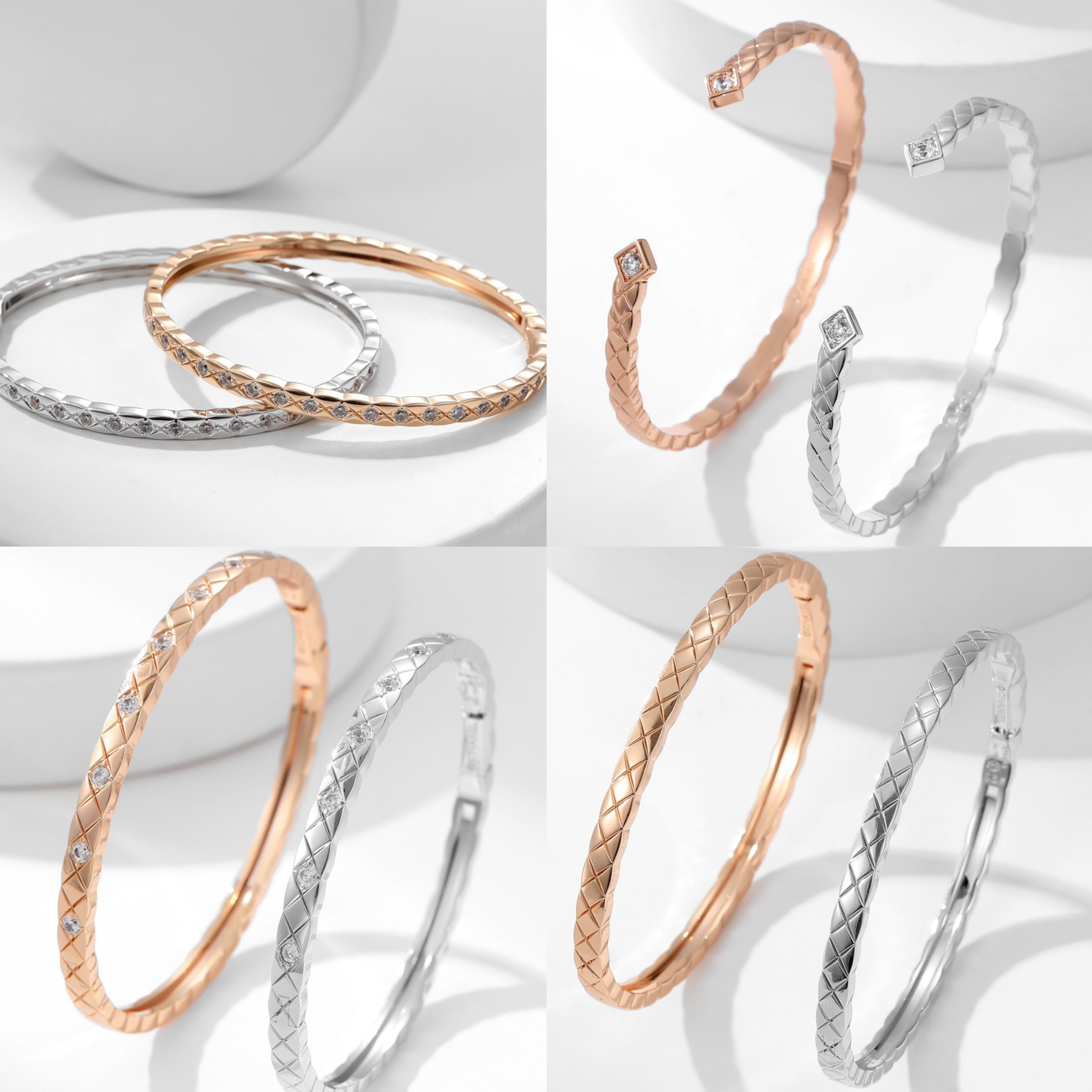 Bangle Designer Bracelet Top-Quality COCO Quilted Diamond Bracelet Simple and High-End Fashion Textured Bangle Luxury Trendy Couple Gift Bracelet