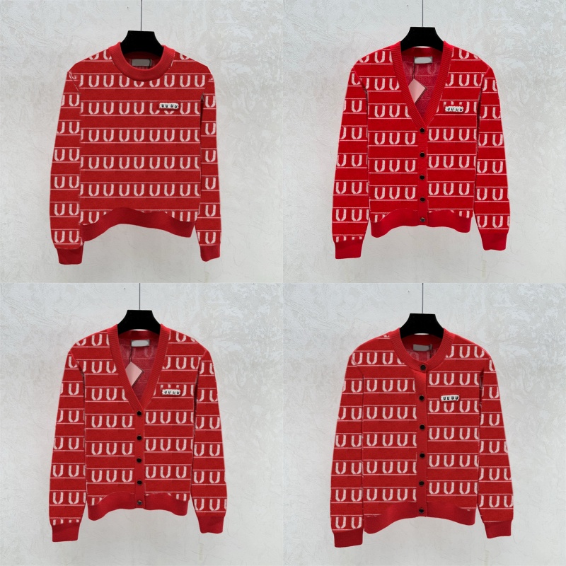 Cardigan Jacquard avec lettres pour femme, haut classique en laine tricoté, couleur contrastée, pull, automne et hiver
