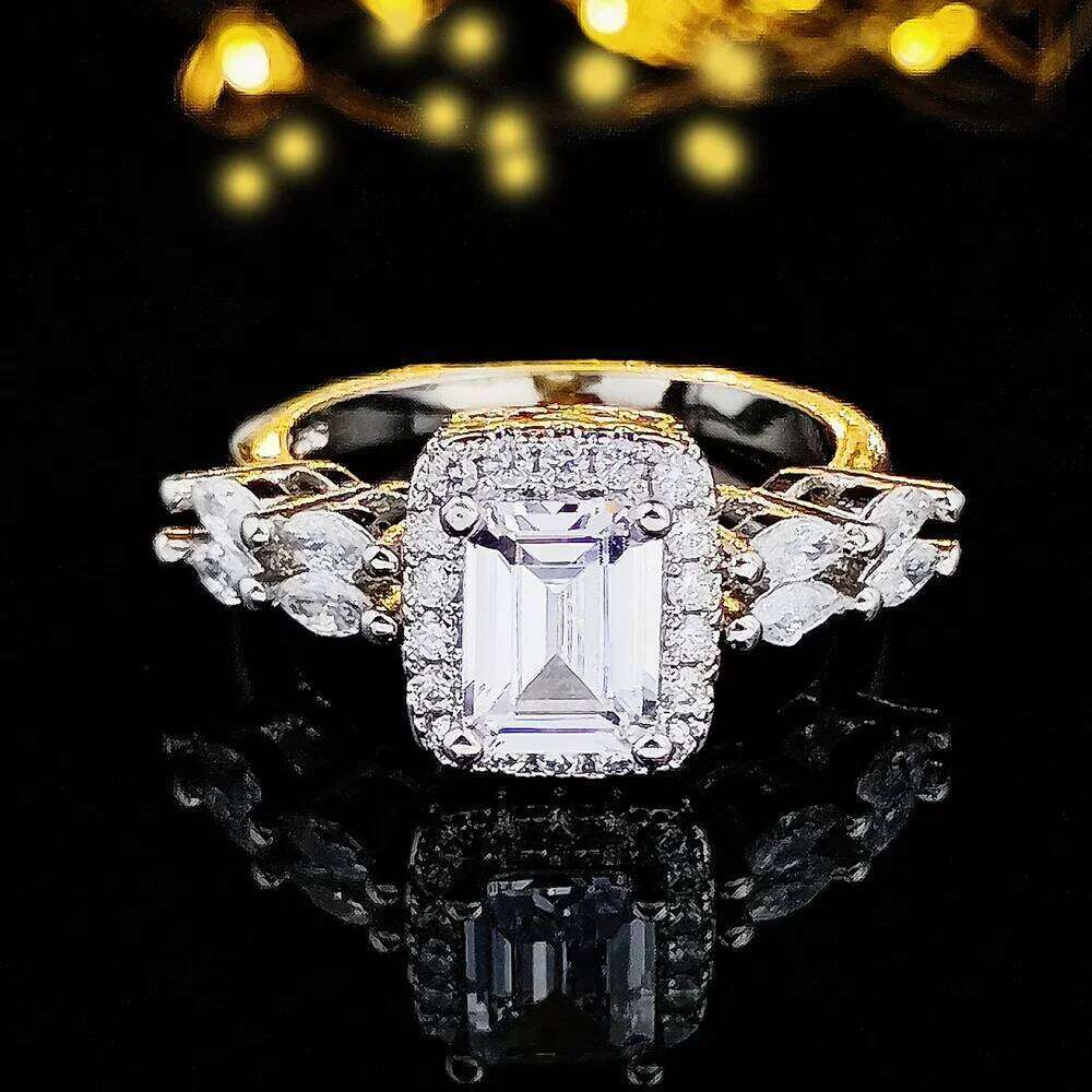 New Luxury Princess Silver Color Designer Engagement Ring for Women Lady Anniversary Gift Jewelry Wholesale Moonso R5471
