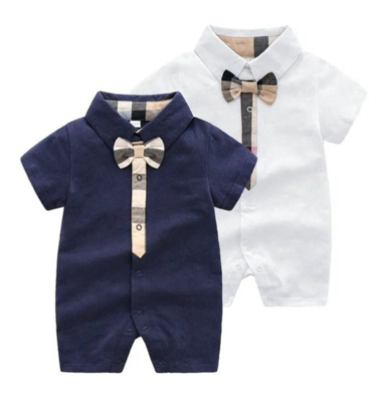 Ensembles de vêtements pour enfants Nouveau-né bébé barboteuse filles et garçon à manches courtes vêtements en coton Designer marque lettre impri