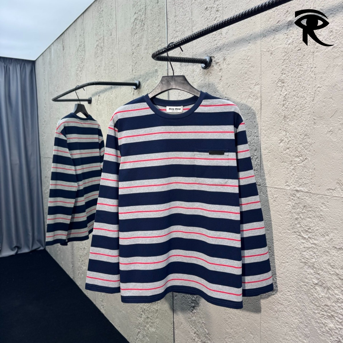 Boutique Craftsmanship Polo T-Shirt 2025 Automne Nouveau Style Collège Britannique Gris Rayé Lettre Col Longues Original Designer Hauts