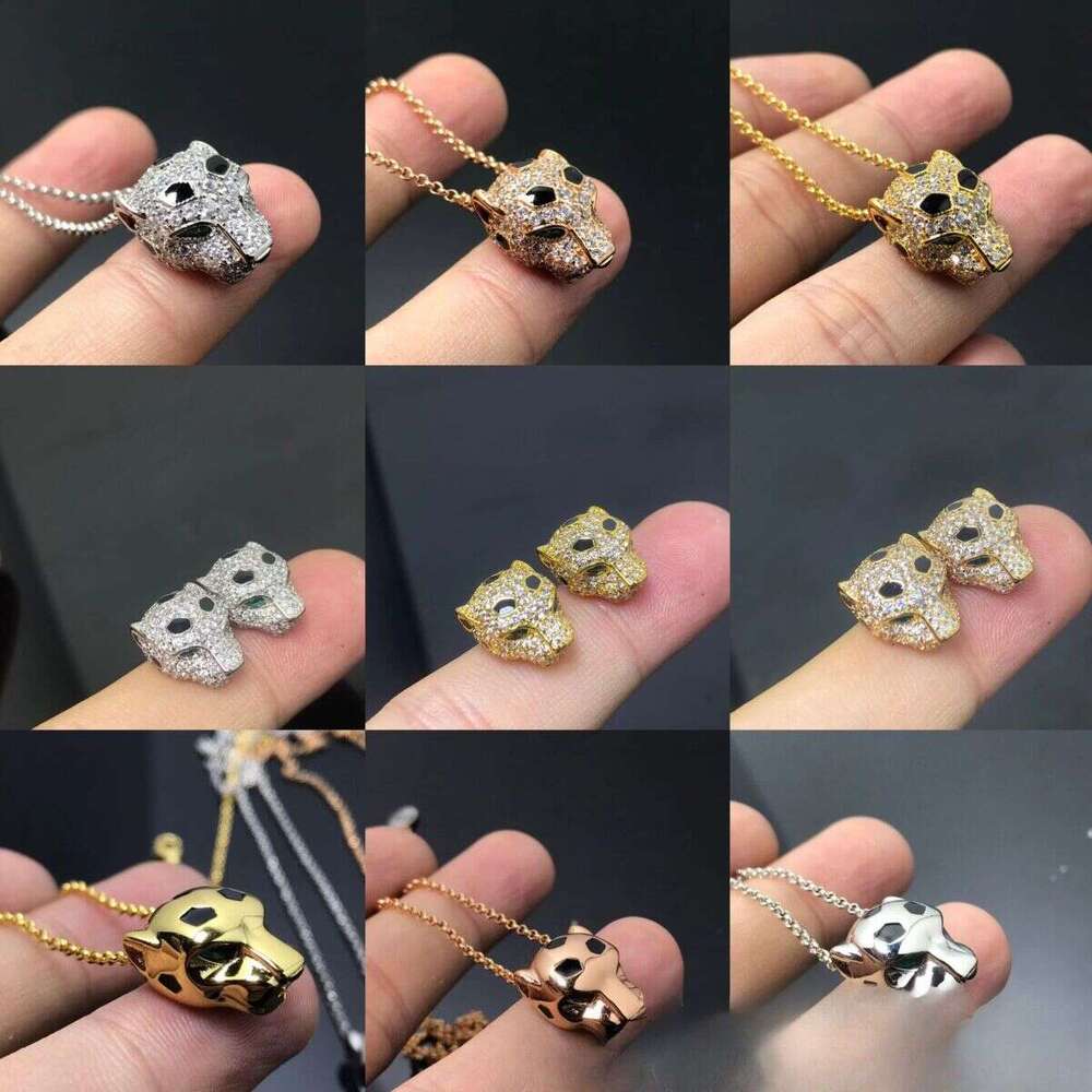 Luxury Jewelry New Inlaid Full Diamond Leopard Head Pendant Necklace Designer Precision Crafted 18K Rose Gold Plated Emerald Gemstone Cheetah Pendan