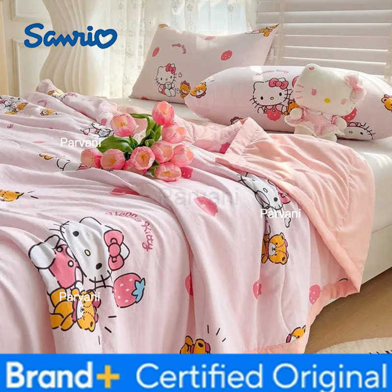 Sanrio Cartoon childrens double-layer gauze summer blanket with Yuguigou air conditioner Kulomi machine washable thin blanket H251230-image-1090301731