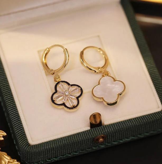 Boucles d'oreilles de créateur de luxe, trèfle à 4/quatre feuilles, plaqué or 18 carats, accessoires de bijoux, cadeau de noël