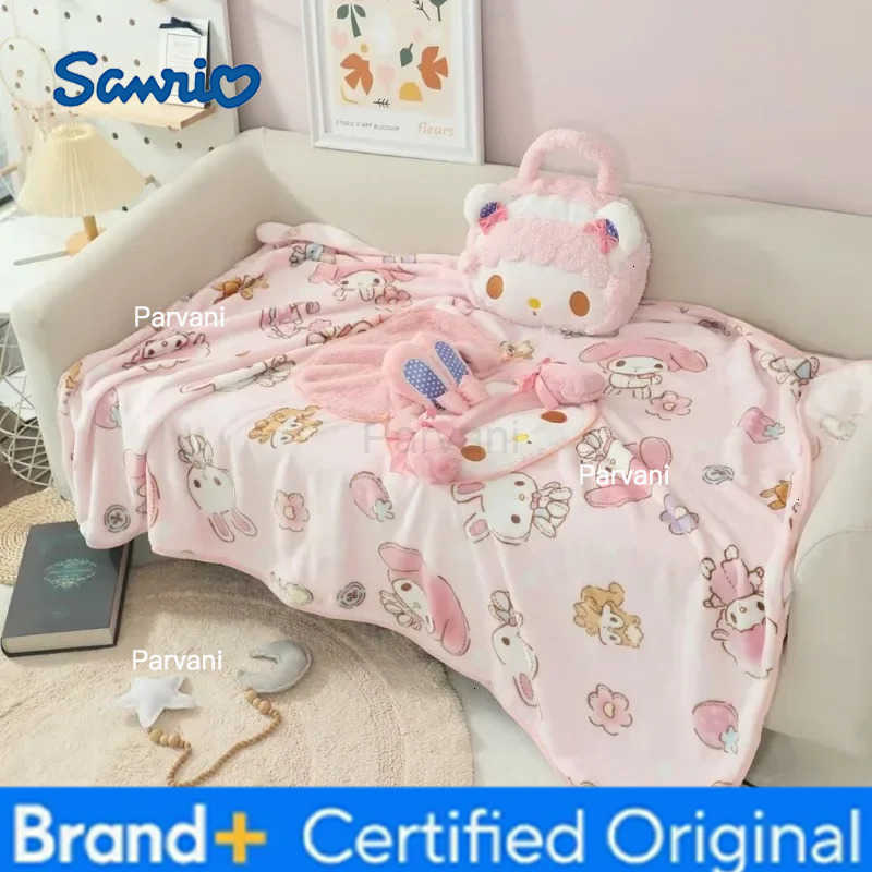 Sanrio My Melody Cartoon Pillow Blanket Pink Nap Thickened Warm Portable Travel Car Carry Blanket Bag Childrens Birthday Gift H251230-image-1090301626