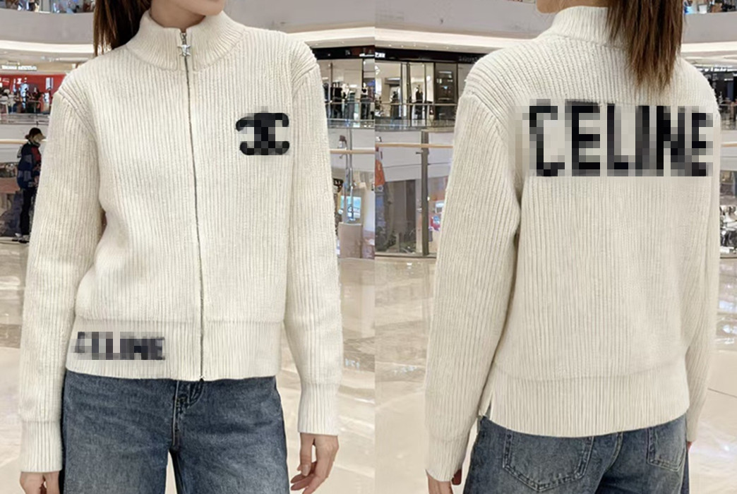 Designer women's letter embroidered high neck knitted cardigan top new designer sweater e7