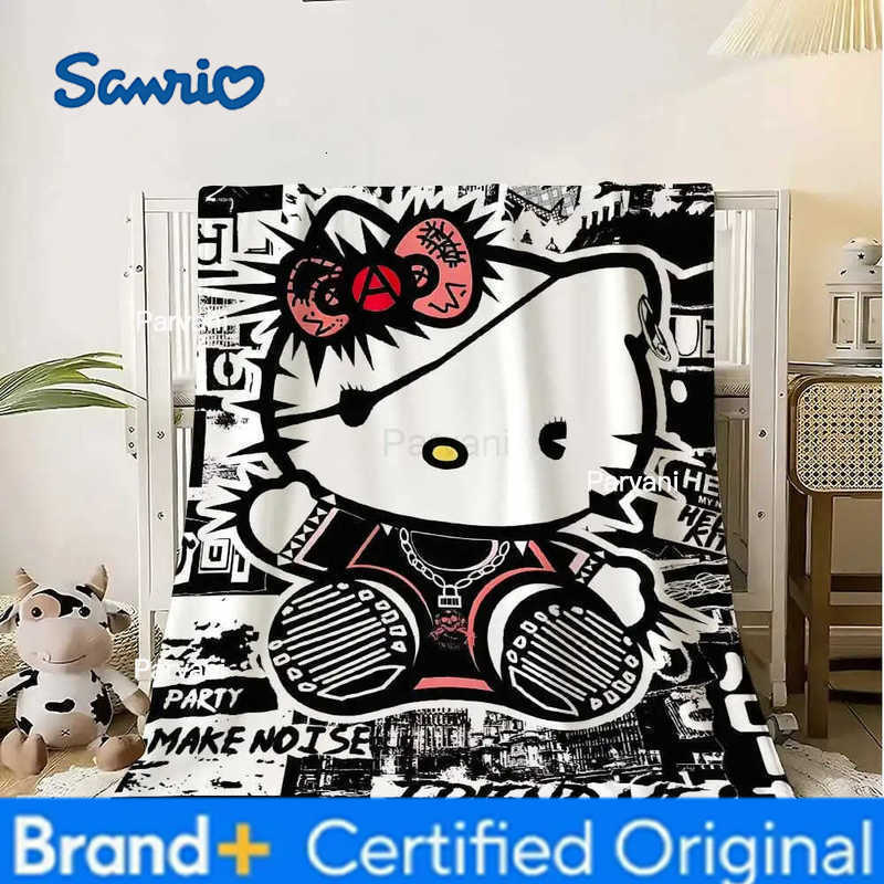 Sanrio Kawaii Cat Hellos Warm Blanket Throw Furry Winter Blankets for Adults Microfiber Bedding Home Interior Fluffy Plaid Sofa Knee H251230-image-1090300863