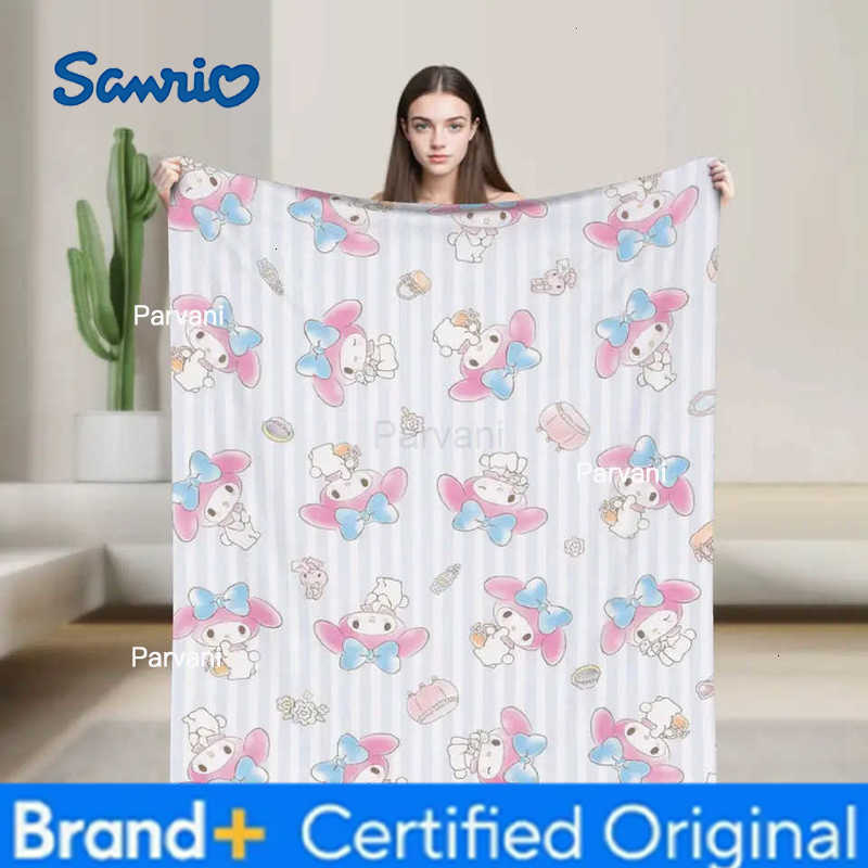 Sanrio My Melody Fleece Throw Blanket Cartoon Blankets for Bedding Office Warm Bedspread H251230-image-1090301913