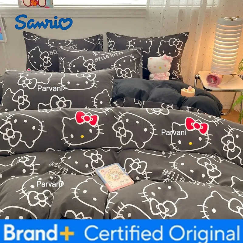 Sanrio Hello Kitty Quilt Cover Kuromi Sheet Suit Soft Comfortable Household Goods Cute Student Bed Sheet Duvet Cover Dormitory Bedding H251230-image-1090301031