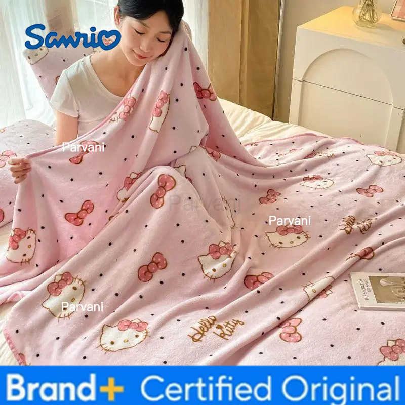 Sanrio Hello Kitty New Cartoon Comfortable Blanket Series Children Cute Lunch Break Quilt Student Dormitory Coral Velvet Blanket H251230-image-1090301790