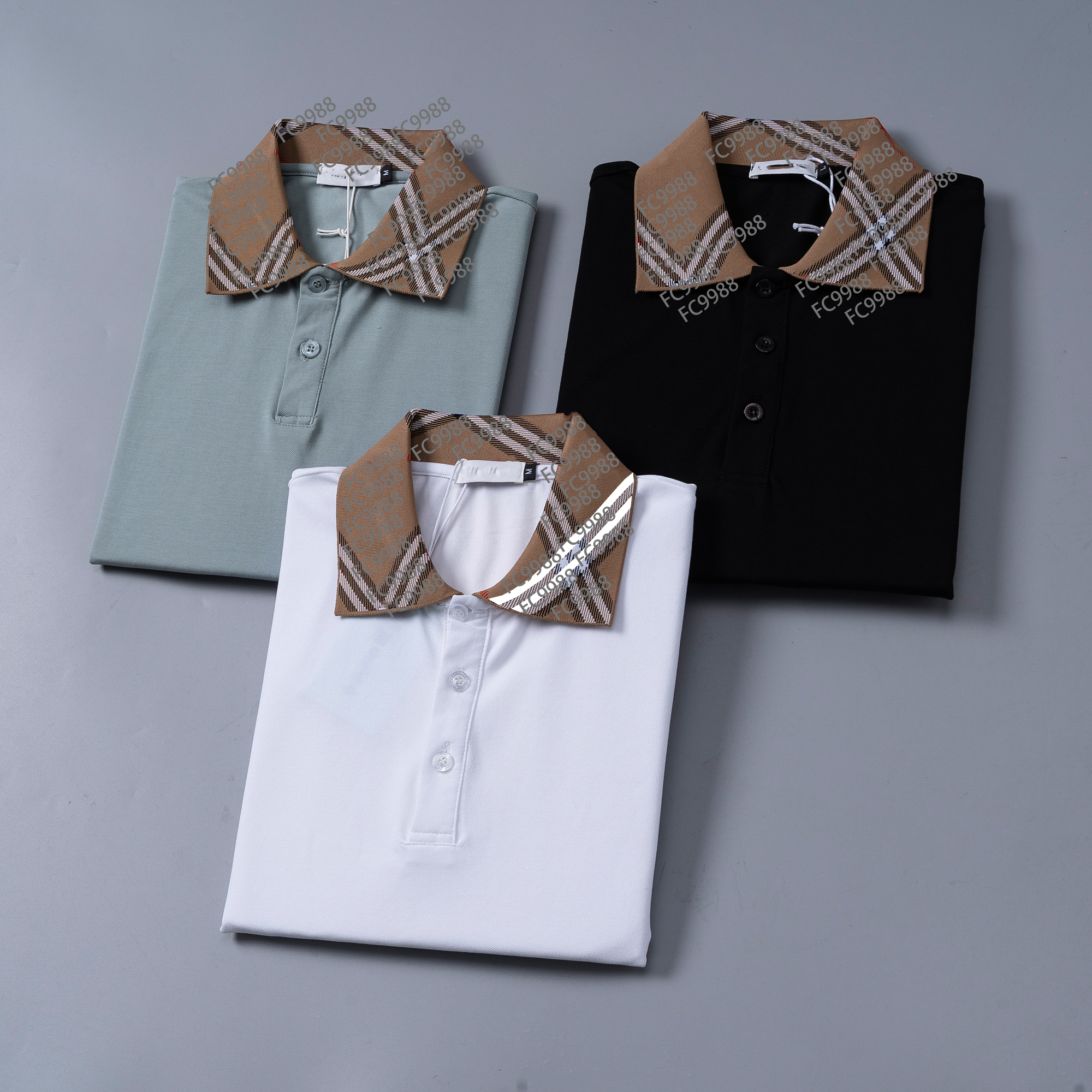 2026designer spring and summer new men's plaid polo shirt fashion classic men's and women's lapel T-shirt outdoor casual T-shirt Asia