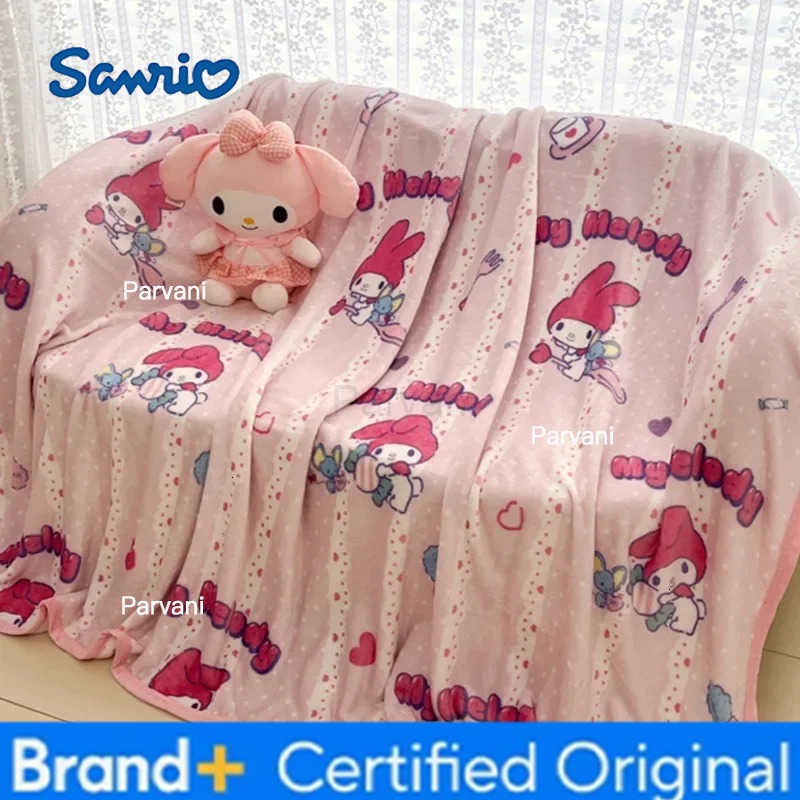 Sanrio kuromi milk fleece double sided blanket hello kitty cartoon blanket boy girl childrens cute nap blanket sheet quilt H2512301-image-1090316372