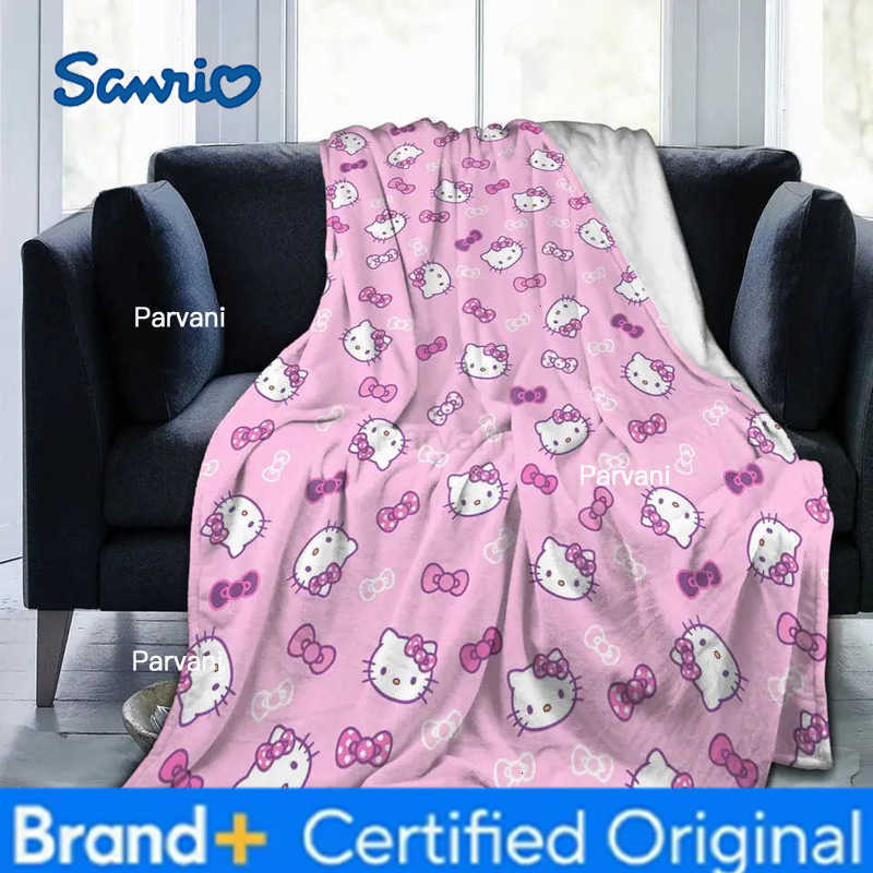 Sanrio Hello Kitty Cartoon Flannel Blankets Custom Throw Blanket for Home 125100cm Rug Piece H251230-image-1090300026