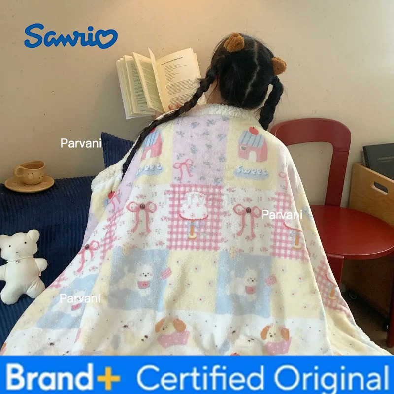 Sanrio 2025 new printed milk wool lamb wool blanket double-sided cute cartoon office lunch break blanket student dormitory blanket H251230-image-1090300090