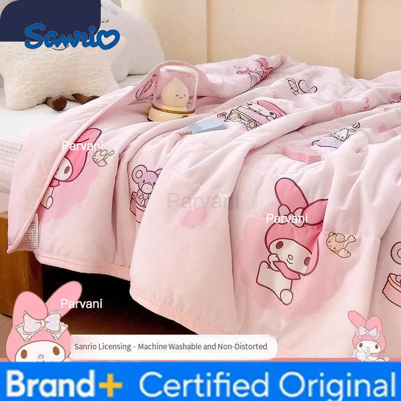 Sanrio Fashion Children Girl Heart Cover Blanket My Melody Cartoon Cute New Summer Quilt Home Dormitory Knitted Soft Thin Quilt H251230-image-1090301751