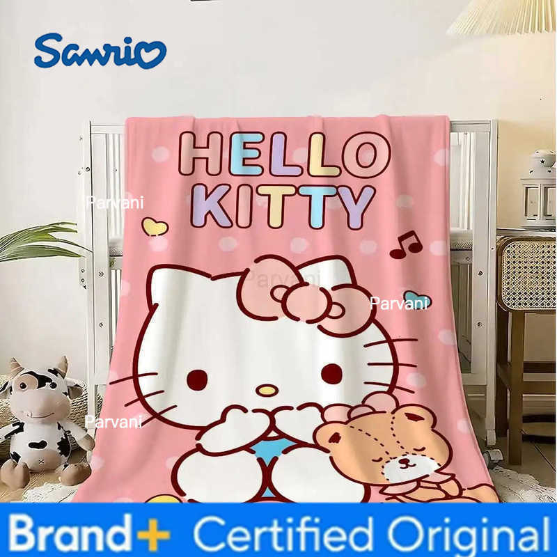 Sanrio Kawaii Kitty Hello Double Blanket School Decorative Bed Blankets Home Bedroom Decoration Bedspread the Sofa Throw Warm Winter H251230-image-1090302332