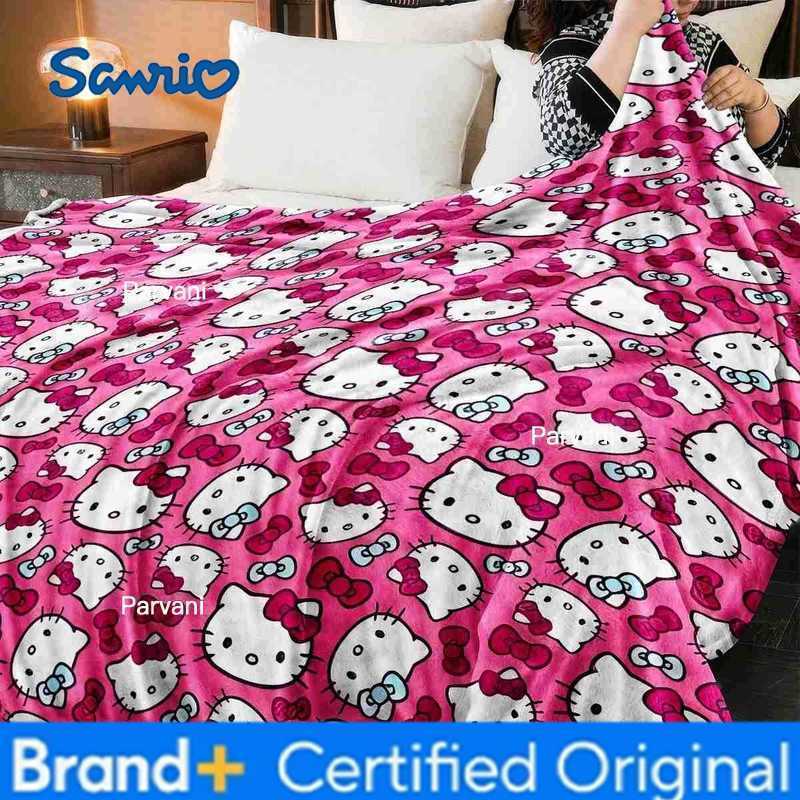 Sanrio JIT Hello Kitty Pink Blanket Cute Cartoon Printed for Bedroom Living Room Decorative Cozy Soft Durable High Quality for Bedding H2512301-image-1090316594