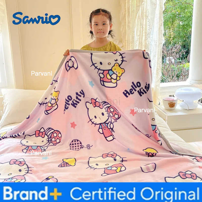 Sanrio Portable Hello kitty Throw Blanket Pochacco Warm Cartoon Flannel Nap Blanket Travel Home Bedding Cover Blanket Xmas Gifts H251230-image-1090299713