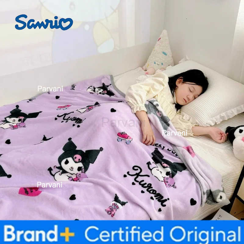 Sanrio New Childrens Cartoon Kuromi My Melody Double-sided Milk Fluff Blanket Nap Shawl Four Seasons Air Conditioning Blanket H251230-image-1090301665