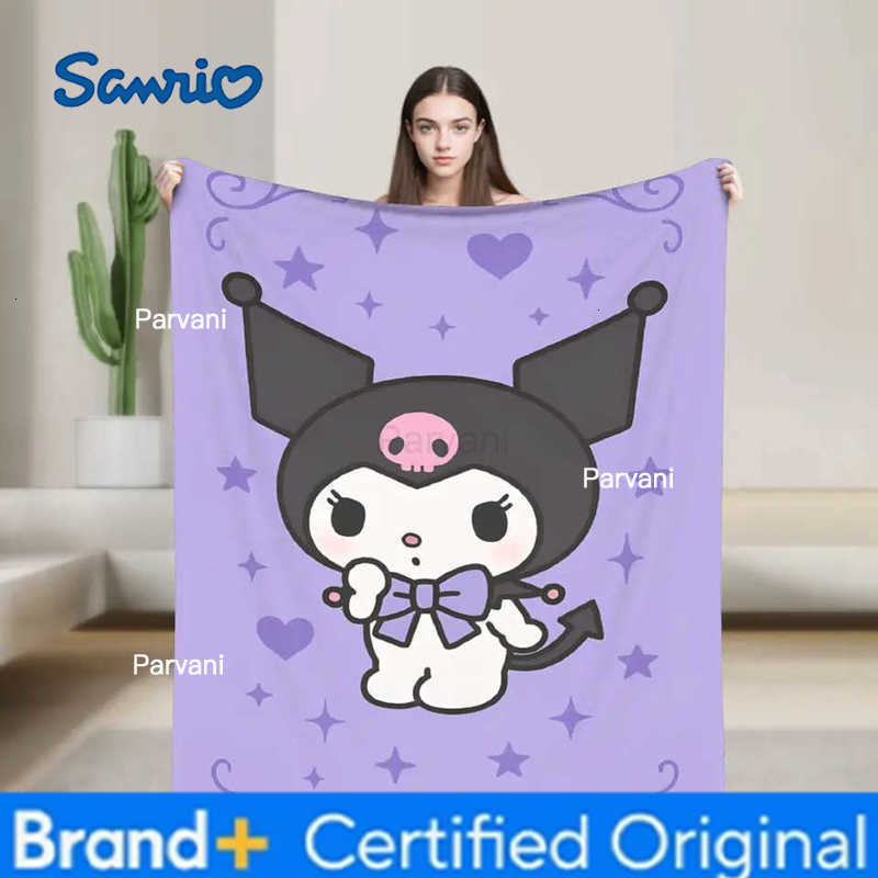 Sanrio Kuromi Cute Cartoon Blanket Fleece Decoration Portable Super Warm Throw Blanket for Home Outdoor Quilt H251230-image-1090300277