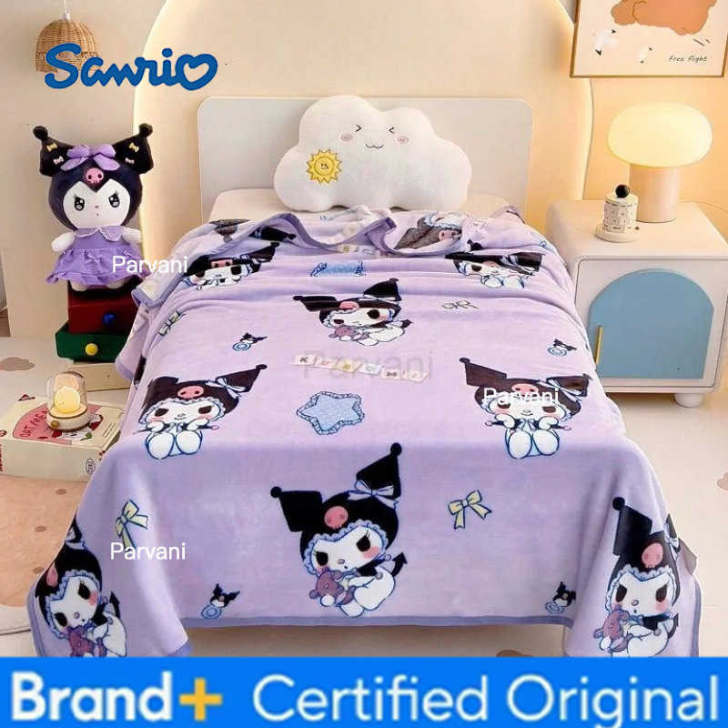 Sanrio hello kitty cartoon blanket boy girl kuromi milk fleece double sided blanket childrens cute nap blanket sheet quilt H251230-image-1090299659
