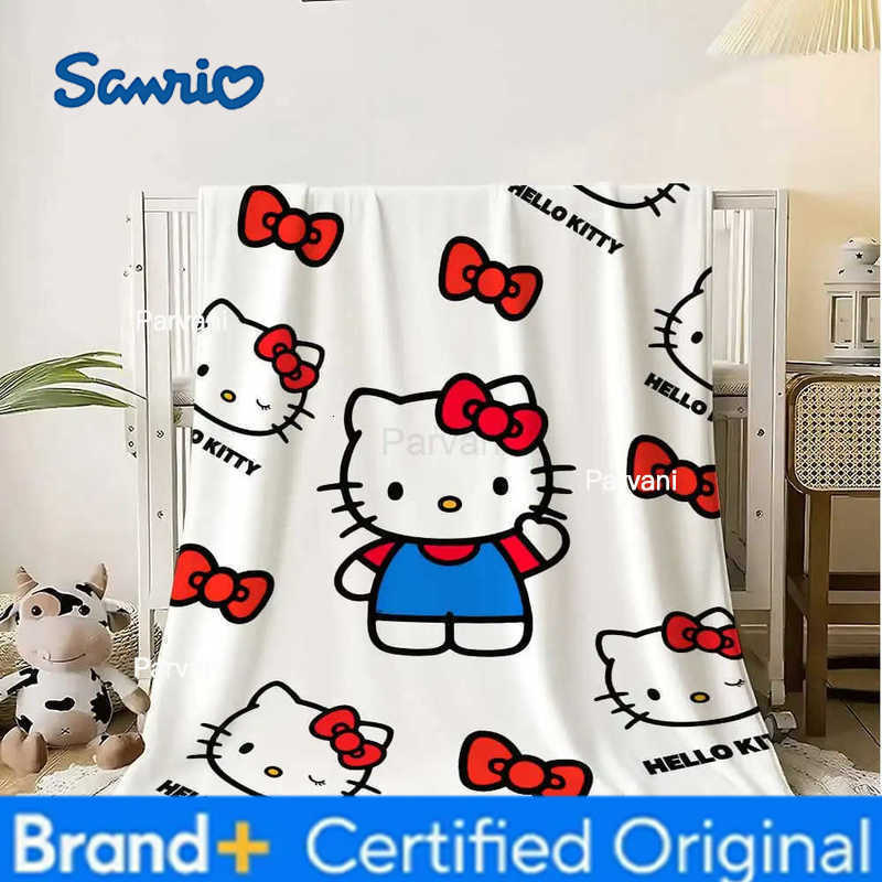 Sanrio Kawaii Hellos Cat Nap Blanket Sofa Winter Fluffy Soft Blankets for Bed Home Bedroom Decoration Bedspread the Throw Warm Knee H251230-image-1090300868