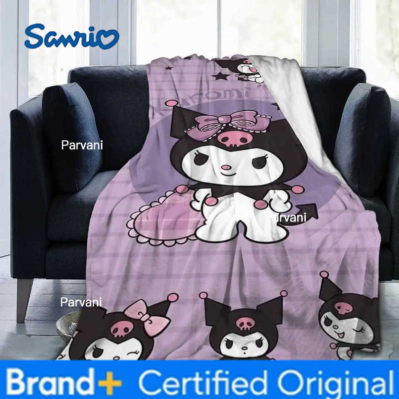 Sanrio Purple Kuromi Blankets Kawaii Cartoon Wool Awesome Breathable Throw Blankets for Bedspread Autumn/Winter H251230-image-1090300792