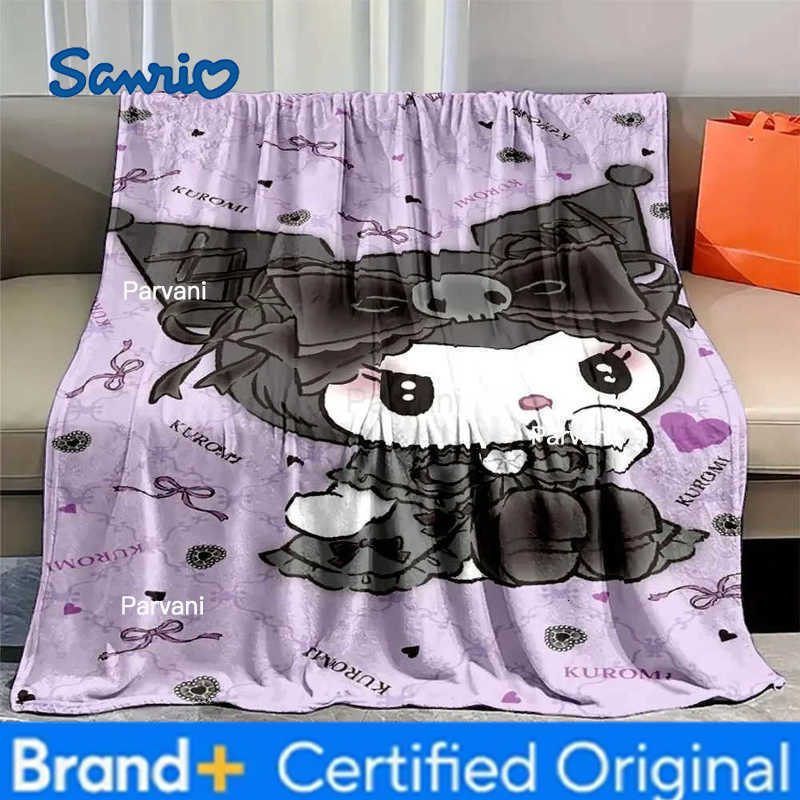 Sanrio Kuromi Flannel Cartoon Fluffy Blanket Soft Quilt Thicken Plush Blanket Cartoon My Melody Sofa Blanket Child Adult Gift H251230-image-1090302337