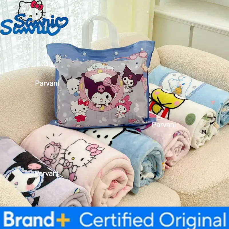 Sanrio Hello Kitty Anime Cartoon Peripheral Blanket Kuromi Milk Velvet Double Sided Cover Carpet Summer Cute Nap Blanket Wholesale Gift H251230-image-1090301807