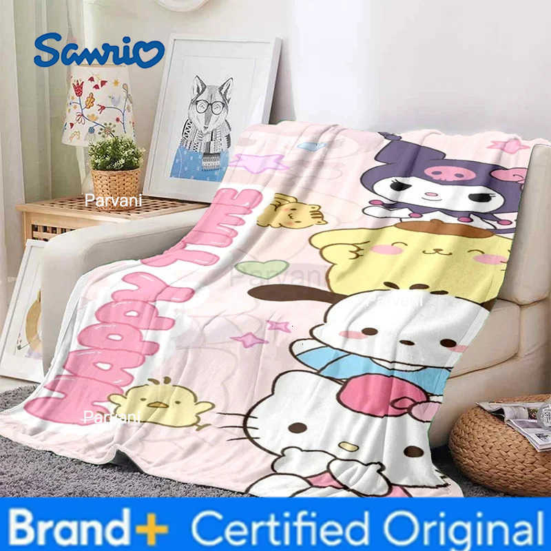 Sanrio Cartoon Pom Purin Pochacco Little Twin Stars Soft BlanketsThrow Blanket Comfortable Blanket for Beds Sofa Home Girls H251230-image-1090301862