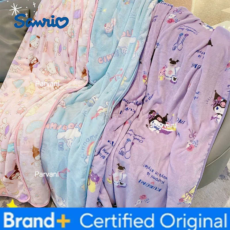 Sanrio Kuromi Mymelody Hello Kitty Cinnamoroll Pompompurin Pochacco Kawaii Kartun Lucu Selimut Bulu Karang Anime Anak Perempuan H251230-image-1090299612