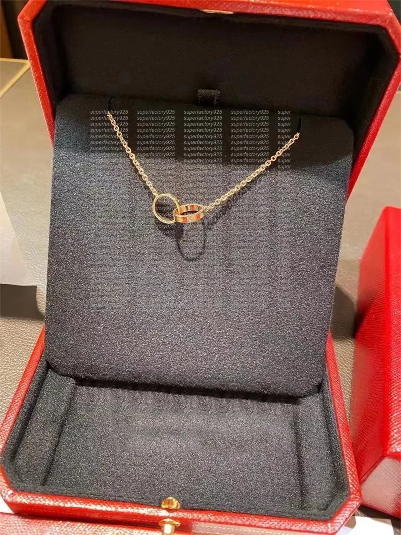 designer necklace diamond classic screw love necklaces for woman men brand double hoop chains pendant necklaces ladies Luxury jewelry Valentine'