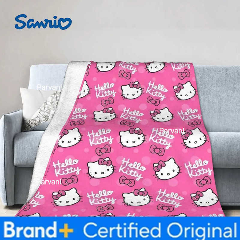 Sanrio Hello Kitty Pink Cartoon Blanket Flannel Awesome Soft Throw Blankets for Bed Sofa Spring Autumn H2512301-image-1090316625