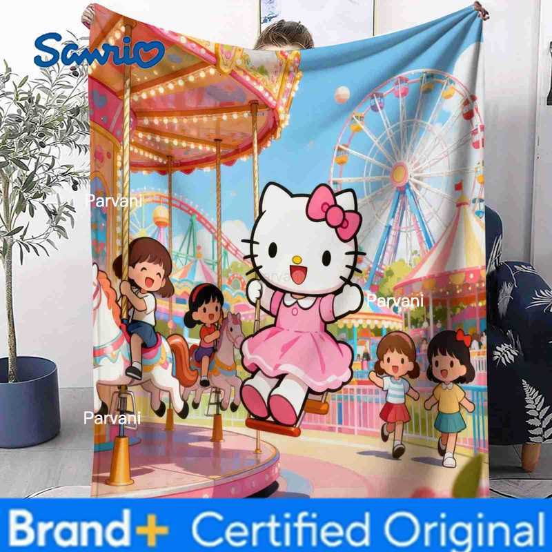 Sanrio Hello Kitty Flannel Blanket Warm Soft Plush Blanket For Sofa Living Room Nap Home Bedroom Travel Birthday Holiday Gift H251230-image-1090301921