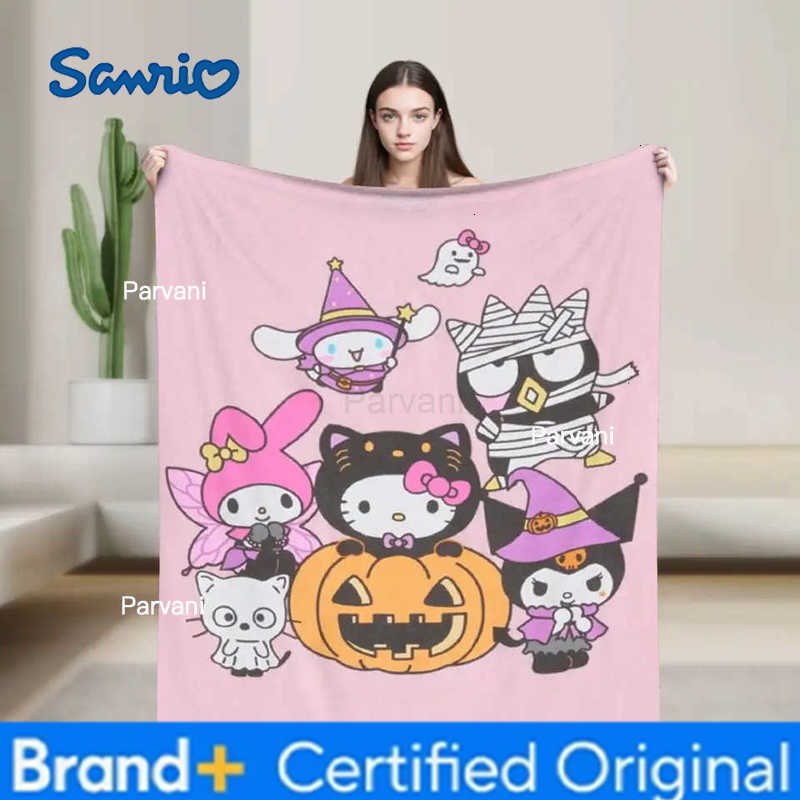 Sanrio Hellos Kittys And Friends Blanket Quality Warm Throw Blanket Winter Kids Adult Home Decor Aesthetic Bedspread H251230-image-1090301896