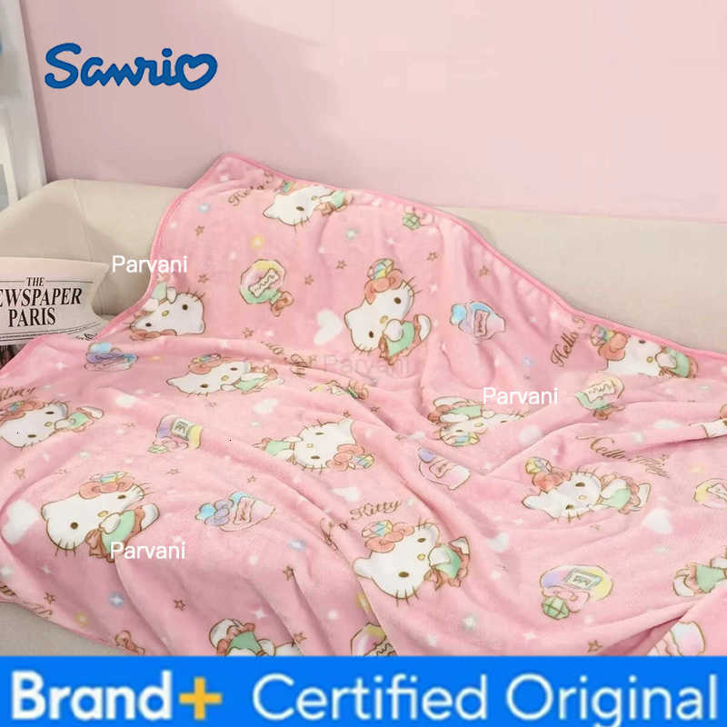 Sanrio Cute Hello Kitty Pink Flannel Blanket Cartoon Patterned Soft Throw Blanket Comfortable Bed Blanket Bedspread Pillowcase Gifts H251230-image-1090300949